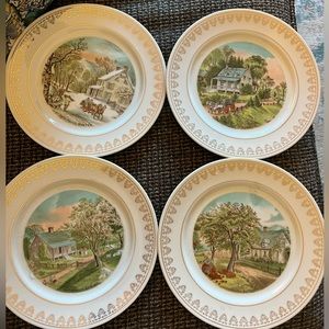 Currier and Ives hanging season plates
